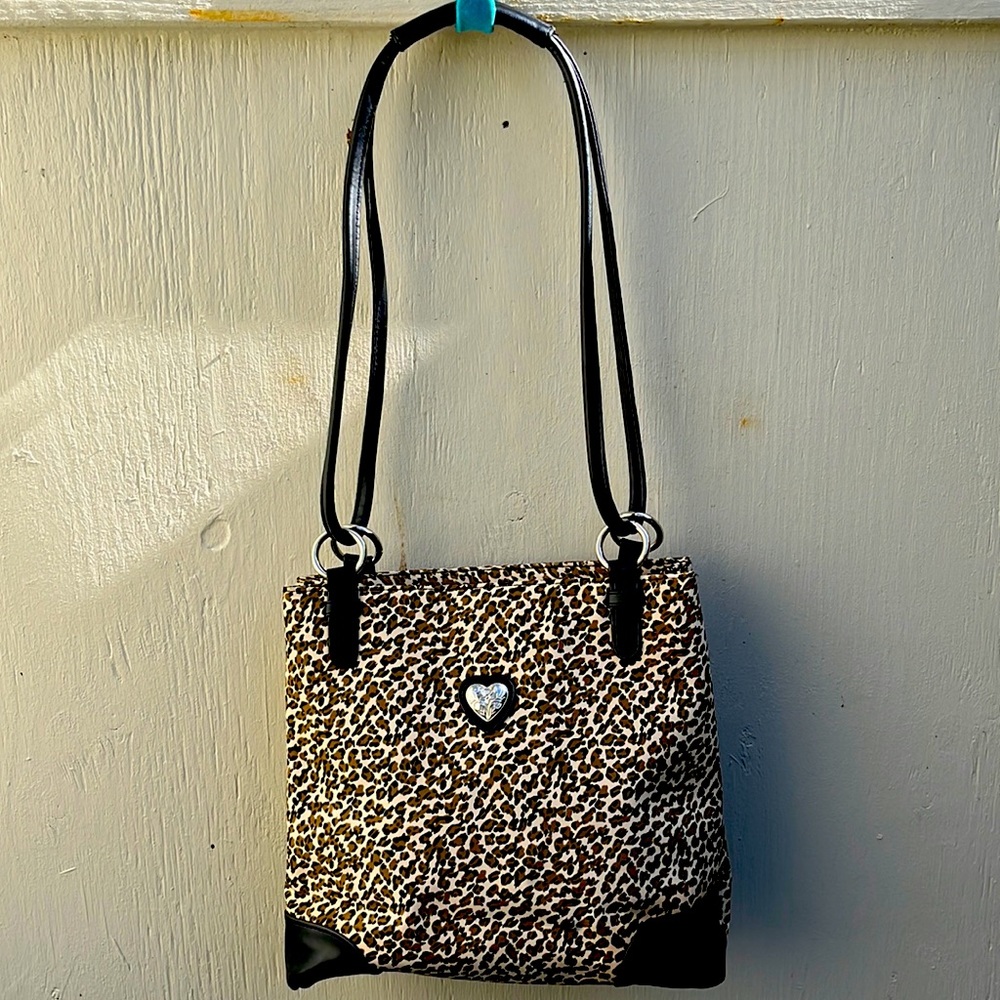 Silvertone heart handbag with key fob